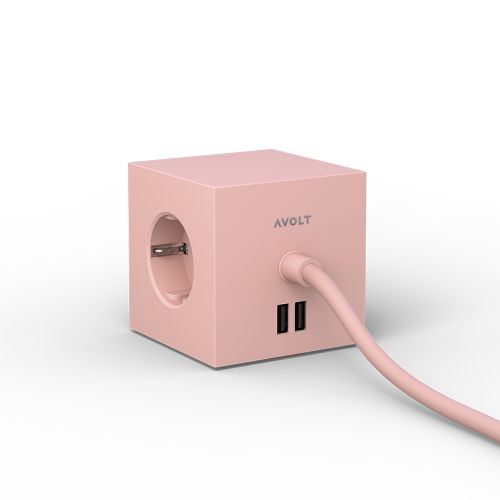 AVOLT Square1 3x Power Extender + 2x USB-A Old Pink
