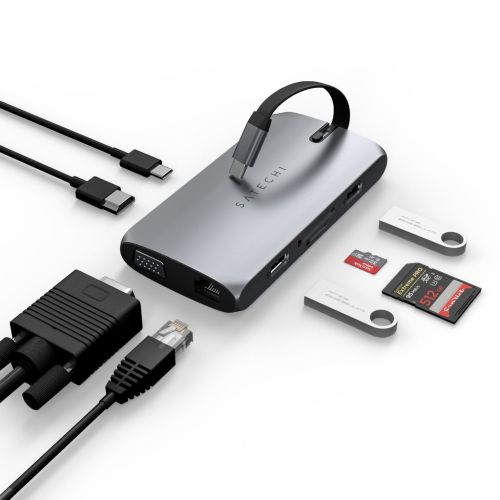 Satechi USB-C On-the-Go Aluminum MultiPort + Ethernet Adapter Space Grey