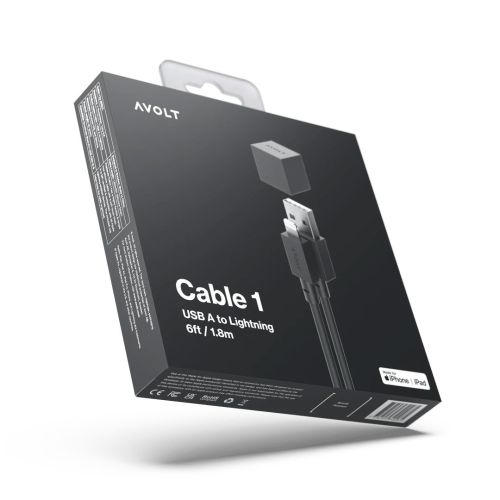 Avolt Cable1 USB-A Lightning Cable 1.8m Stockholm Black
