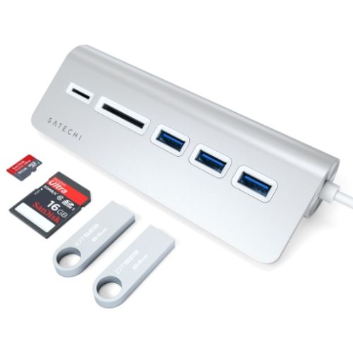 Satechi USB-C Aluminum USB Hub & Card Reader Silver