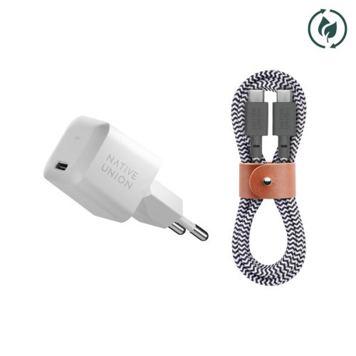 Native Union Bundle USB-C 30W Charger White / USB-C Cable 1.2m Zebra
